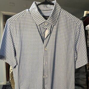 Bugatchi Ooohcotton Tech 8 Way Stretch Floral Short-Sleeve Button-Up SZ Med